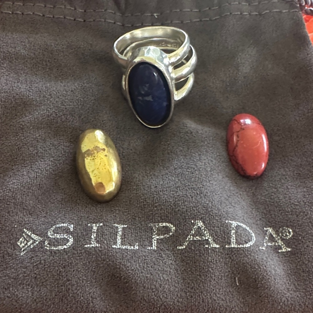 Silpada Sterling Silver Primary Colors Ring with Interchangeable Stones